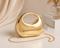 Luxury Half Moon Clutch Bag for Women | Gold Metallic Party & Wedding Bag