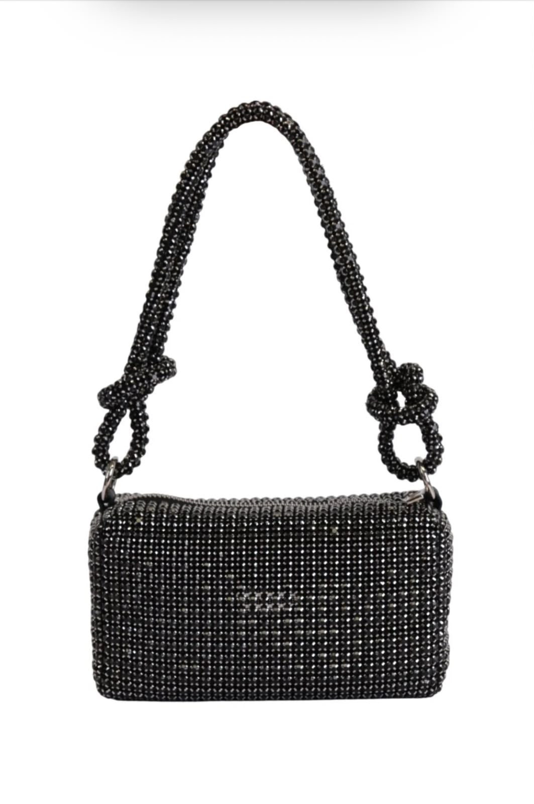 Black Rhinestone Beaded Shoulder Bag